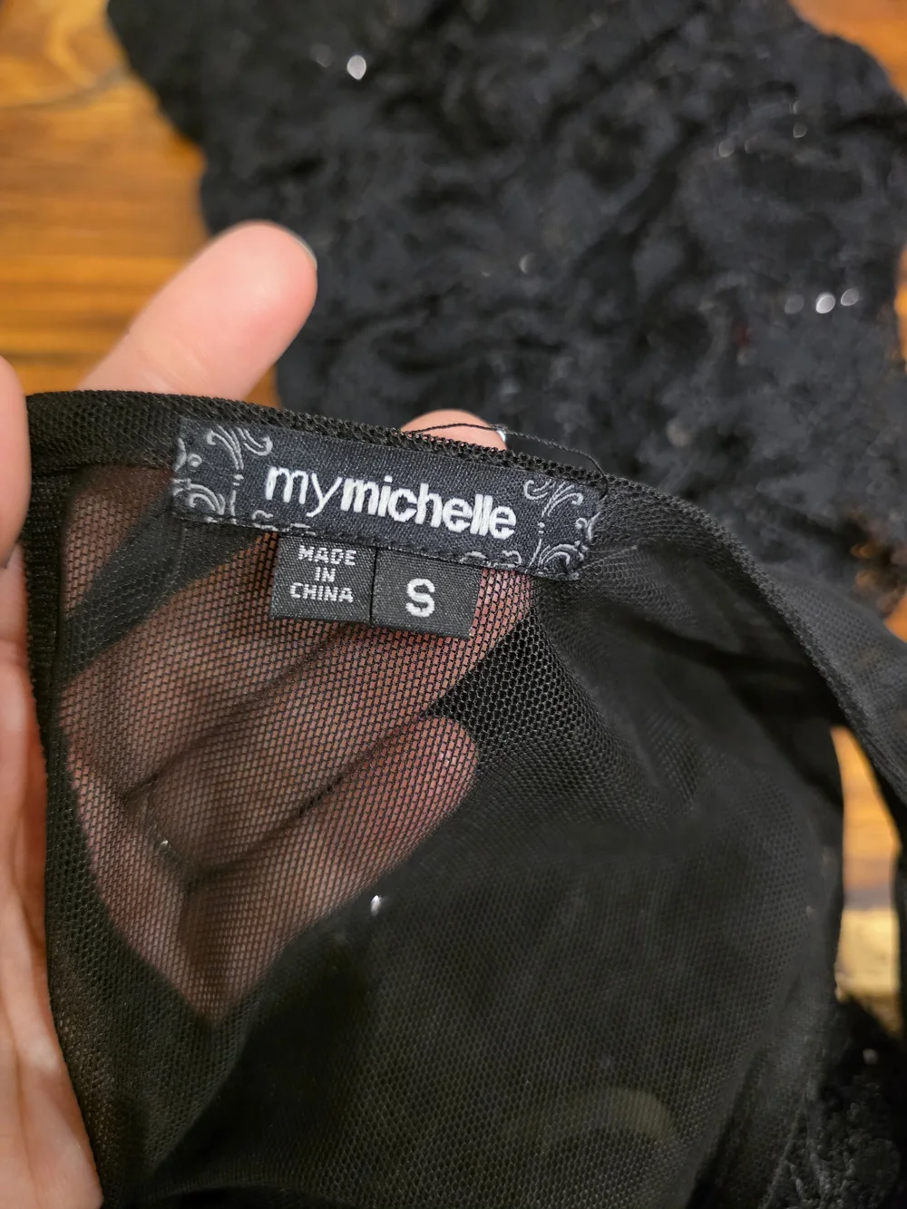 Black Sheer Yoke Ruched Cocktail Dress - Picture 2 of 5